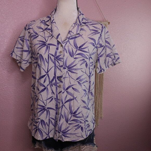 Vintage | 1990's Printed Short Sleeve Button Up Shirt Medium - Picture 2 of 6